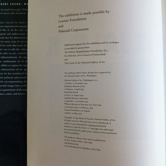 Robert Frank: Moving Out; 1st edition HC 1994, LIKE NEW & COLLECTIBLE - Picture 2 of 6